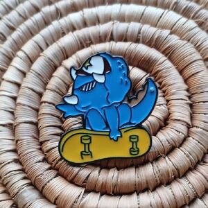 5/$25 NEW Skateboarding Blue Triceratops Enamel Pin